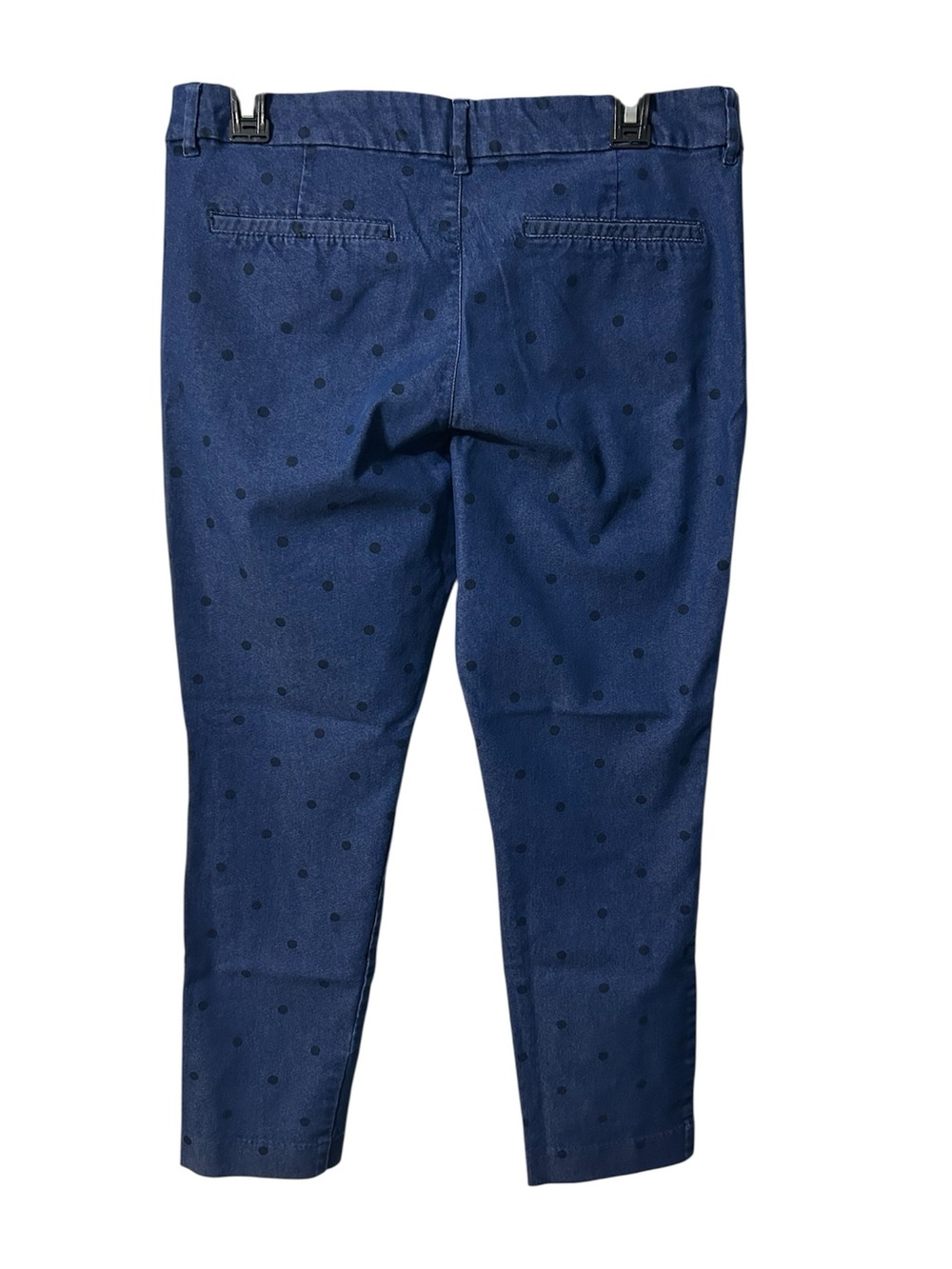 Old Navy Pixie Ankle Pants Blue Polka Dot Skinny Chino Size 8 Cotton Blend - Picture 6 of 8